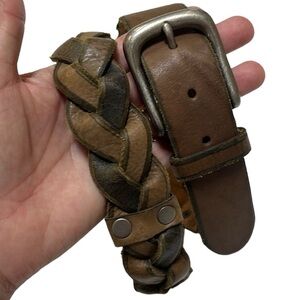 Braided Leather Belt - Brown